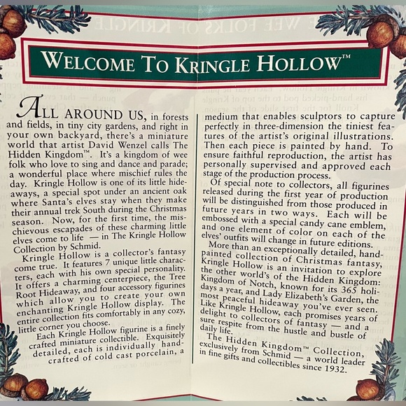 Schmid, David Wenzel, Hidden Kingdom, Kringle Hollow 1992, 12 piece set - Picture 14 of 14